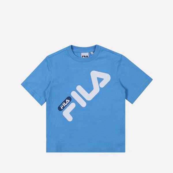 Camisetas Manga Corta Fila Niños Azules - Pisa Crew Neck S/S - España 179385JMV